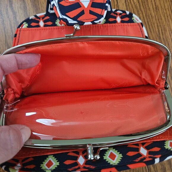 Vera Bradley Clutch Sun Valley Kiss n' Snap Double Kiss Lock Organizer Wallet - Picture 8 of 9